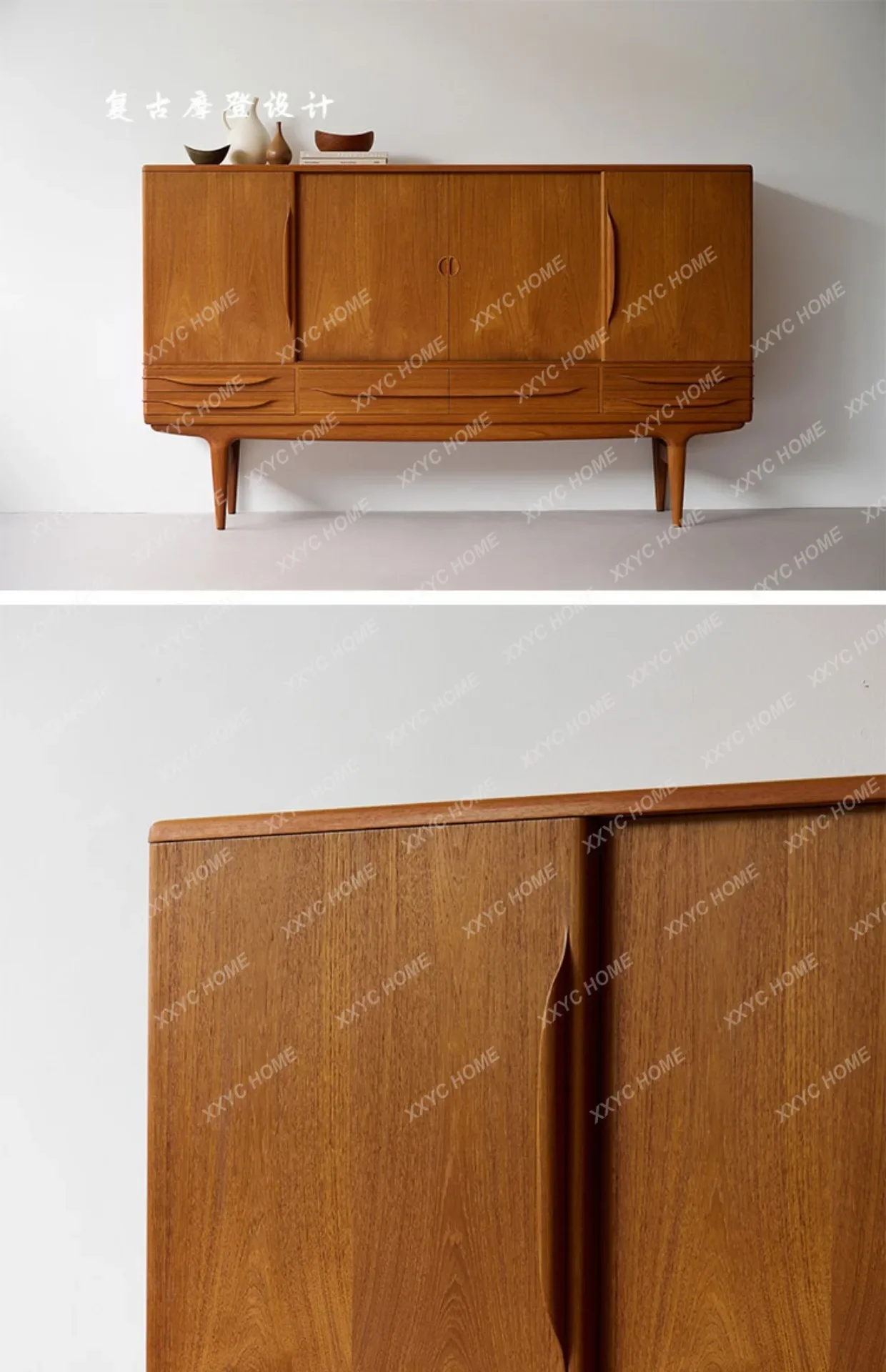 NN  Vintage Modern Design Side Cabinet Cherry Wood Myanmar Teak Cutlery Cabinet Furniture Storage Locker