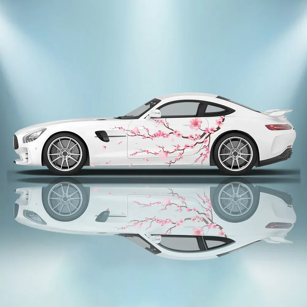 

Розовые ветки цветов, лепесток, автомобильные виниловые наклейки, самоклеящаяся наклейка из ПВХ, подходит для грузовиков, внедорожников, декор, автоаксессуары, подарок