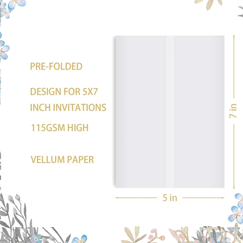 Vellum Papier Zwavelzuur Papieren Envelop Voor 5X7 Uitnodigingen, Vellum Wraps Voor 5X7 Huwelijksuitnodigingen, Envelop Liners