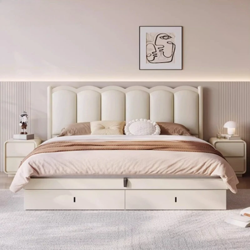 150x200 180x200 سم الحديثة الفرنسية كريم الرياح إطار سرير سرير مزدوج 2 شخص قواعد وإطارات سرير كوين أثاث غرفة نوم #1