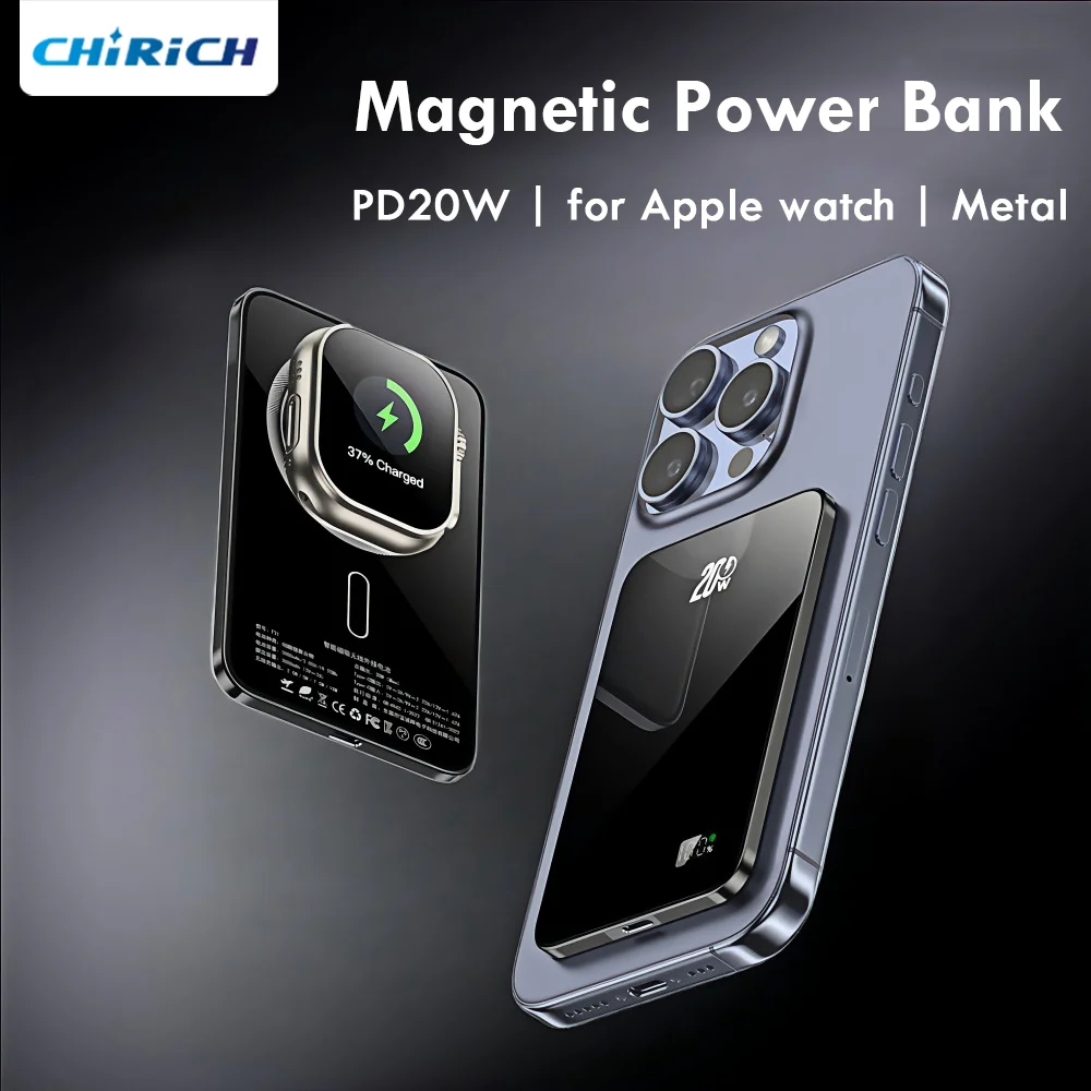 10000mAh Ultra-thin Magnetic Power Bank For Apple Watch Wireless 3in1 Fast Charger External Battery For iWatch iPhone Samsung