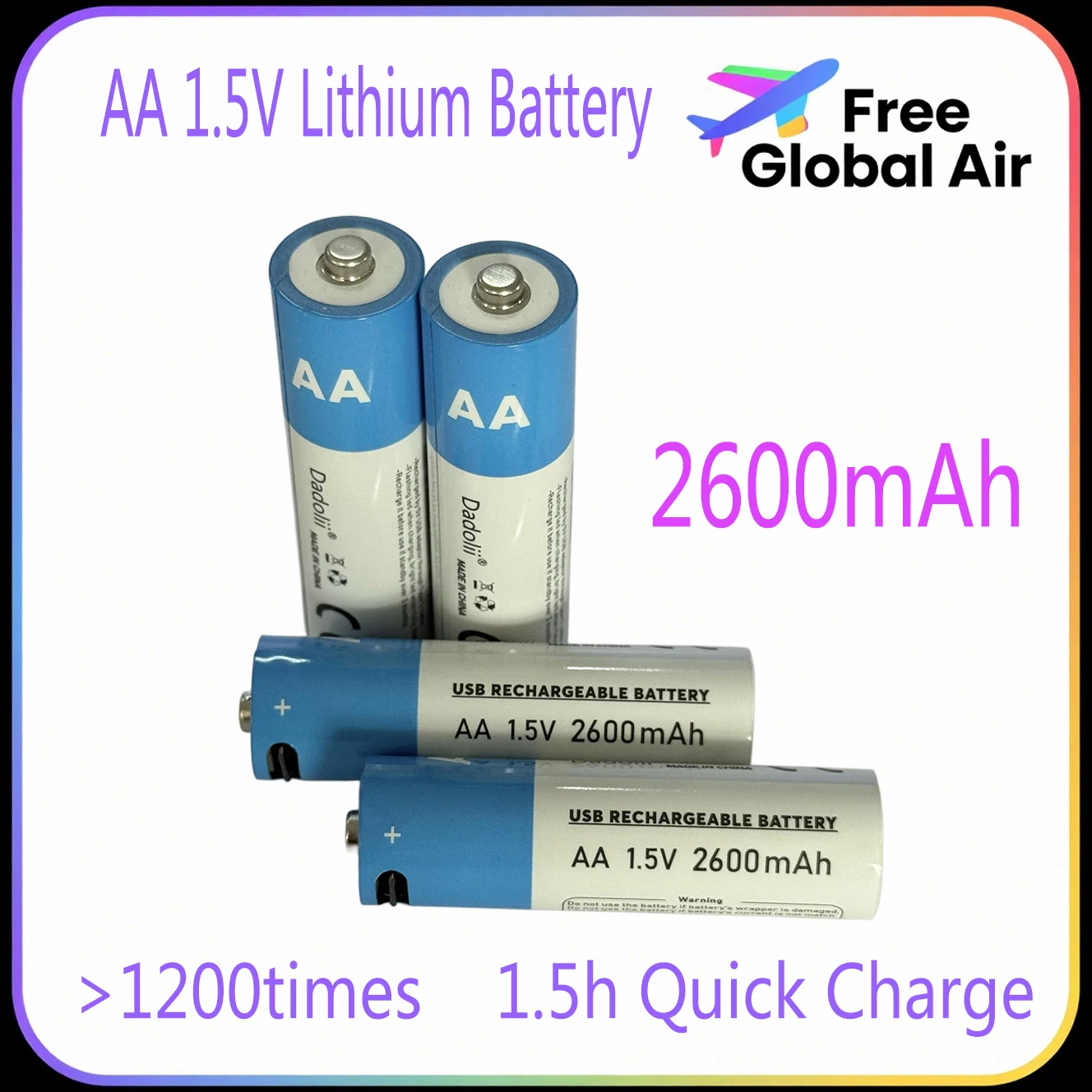 

Батарея AA 1,5 В AA 2600 мАч литий-ионная аккумуляторная батарея USB быстрая зарядка для дистанционного управления мышь маленький вентилятор электрическая игрушка