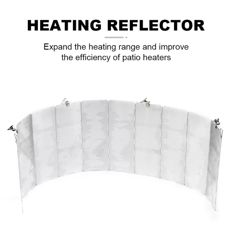 Heater Reflector Shield Heat Focusing Reflector for Round Natural Gas Propane Outdoor Patio Heaters Foldable Heater Reflector