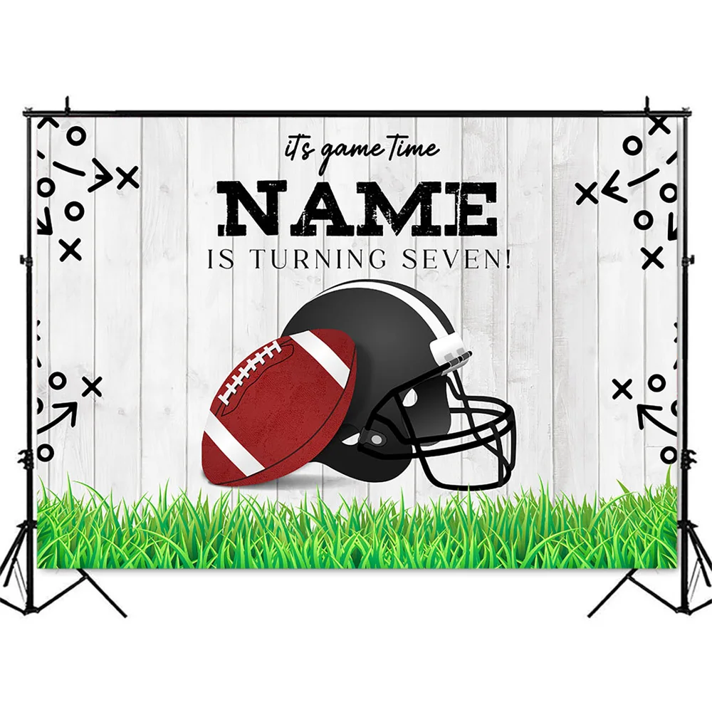 كرة القدم تحت عنوان حفلة عيد ميلاد خلفية ، لمس ، وقت اللعبة الرياضية ، تخصيص الاسم والعمر ، زخرفة خلفية الصورة ديي