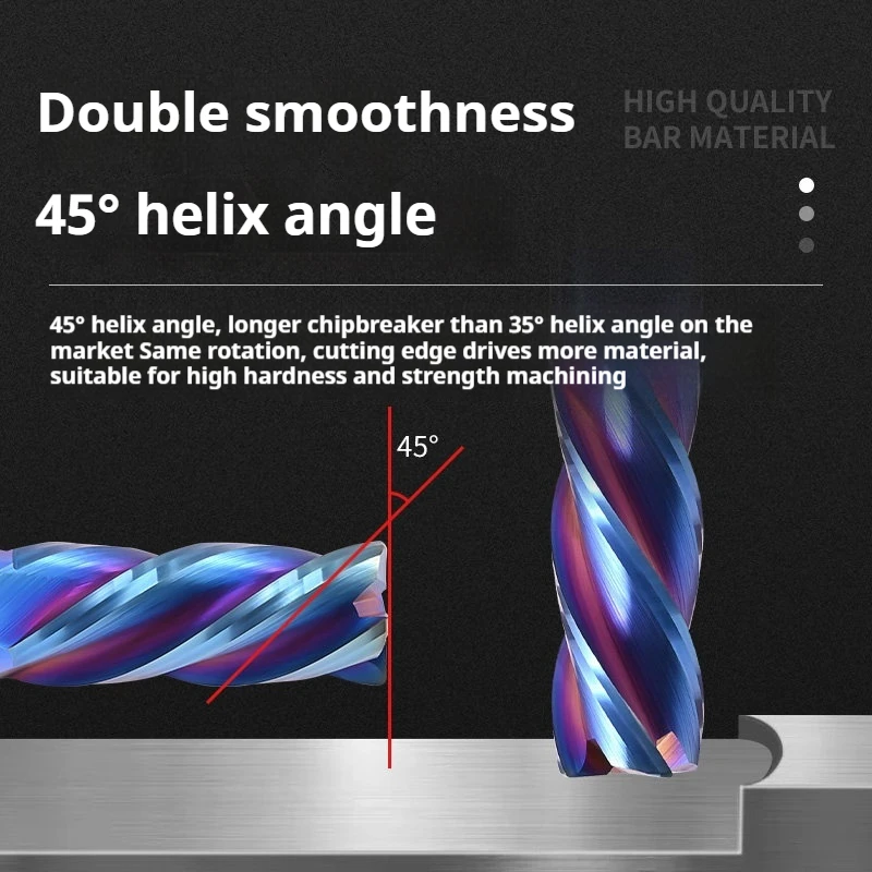 HRC65 Tungsten Steel Blue Nano Round Nose End mill hard alloy tungsten steel steel 1R0.2-12R3 angle bull nose end mill
