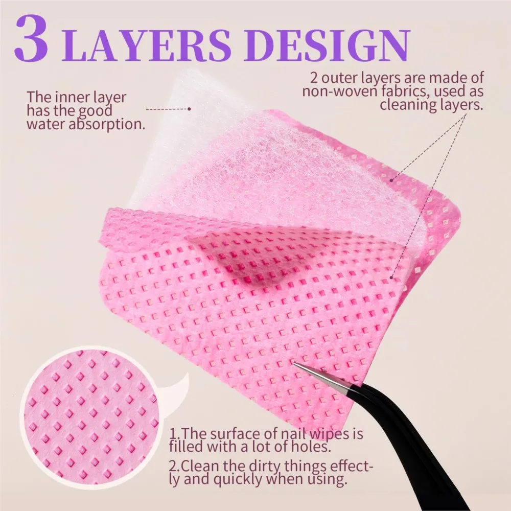 100% Katoen Pluisvrije Nageldoekjes 200/300/500/600/1000 stuks UV Gel Nagellak Remover Pads Katoen Reinigingspads voor Lash Extension