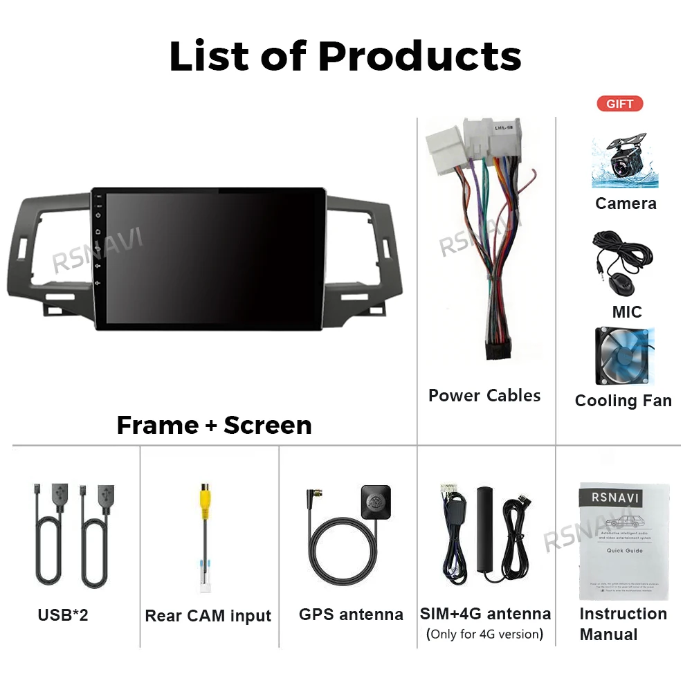 Android 16 Carplay Auto Car Radio Multimedia Player WIFI+4G Autoradio Stereo 2din Head Unit For Toyota Corolla 9 E120 2004-2006