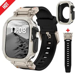 Strap+Case for Apple Watch Band S10 46mm 44/45/49mmTPU Protector Case Cover Bracelet for IWatch Series 10 9 8 7 6 5 4 Ultra 2