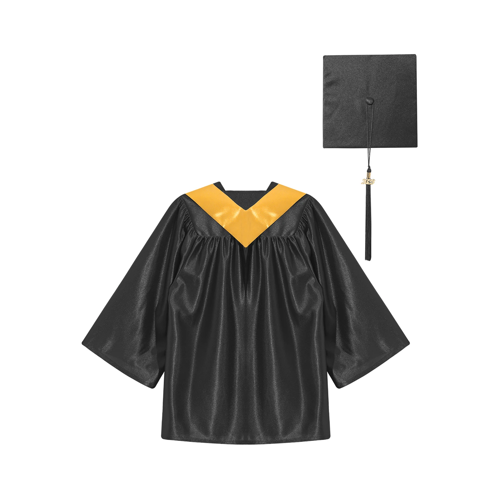 Vestido de graduação com boné para crianças, roupa infantil, uniforme pré-escolar, robe de igreja para jardim de infância, meninos e meninas, roupa de 3 a 12 anos