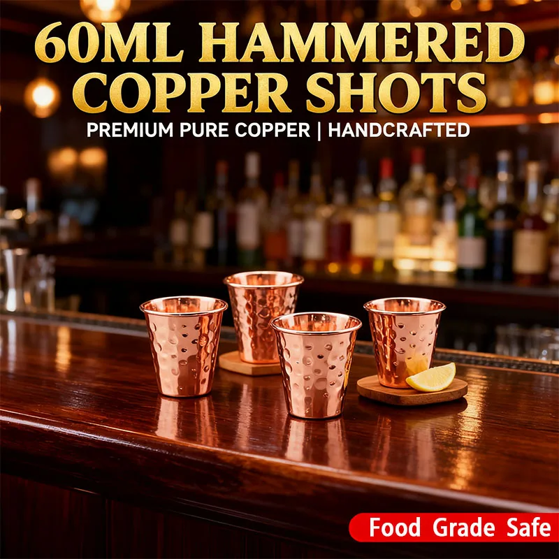 New 100% Copper Cups Pure Solid  Moscow Mule PURE Copper Mugs-Shaped 2oz Cocktail Cups Beer Cup Milk Mug Drinkware