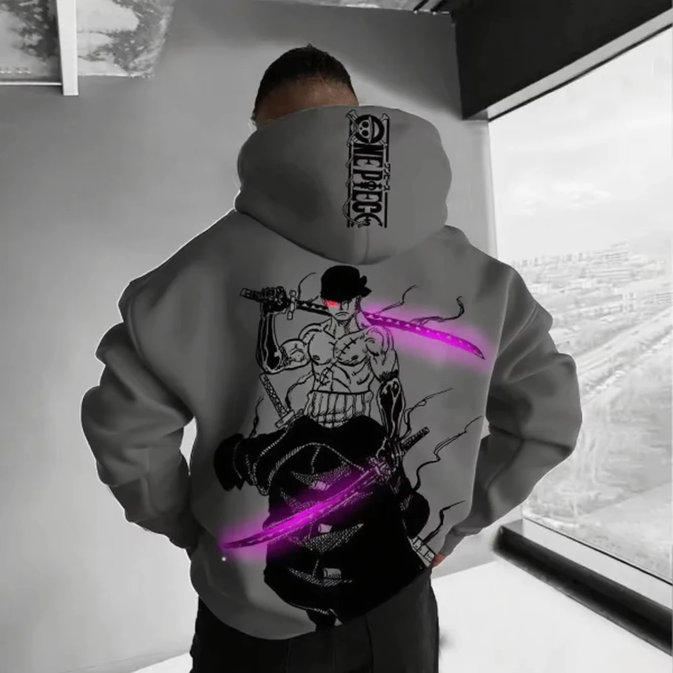 قطعة واحدة زورو 2025 جديد شعبي أنيمي الخريف/الشتاء الرجال النساء القطن الشارع ارتداء هوديي نمط مطبوعة لعب الأدوار #3