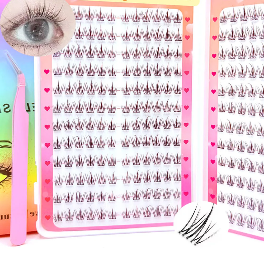 Alta calidad sin pegamento 288 piezas 24 filas extensiones de pestañas postizas individuales con pinzas