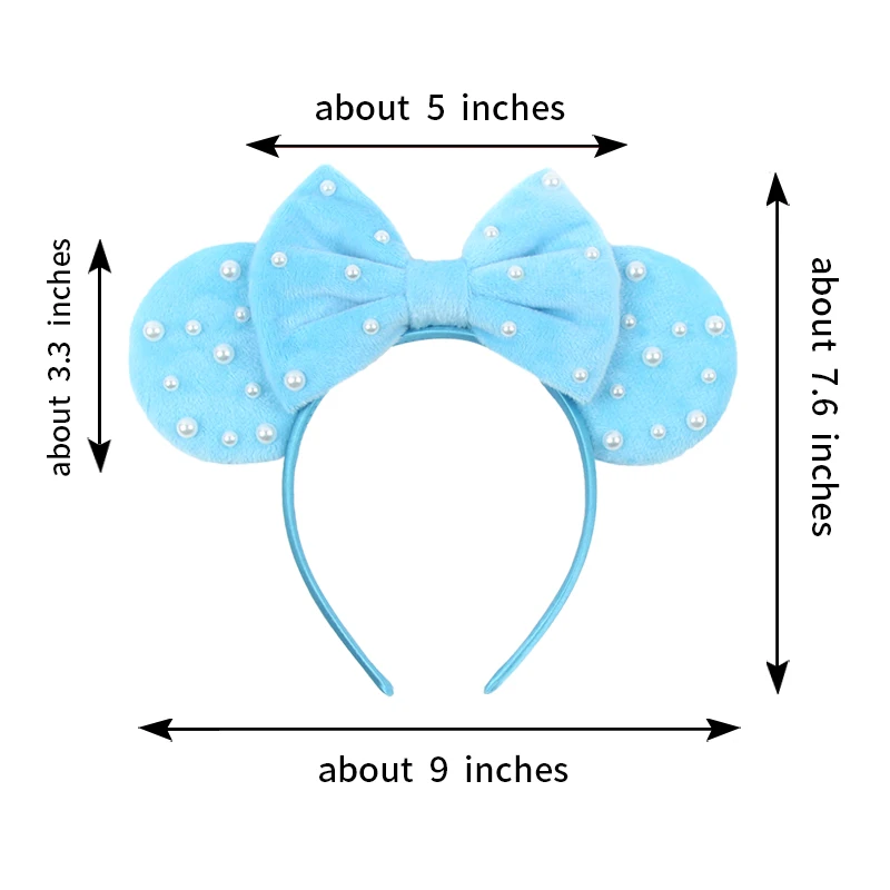 Weiße Perlen-Mausohren-Stirnbänder für Frauen, Farbige Weiche Baumwoll-Haarschleifen, Mädchen-Haarband, Kindergeschenk – Detail 4
