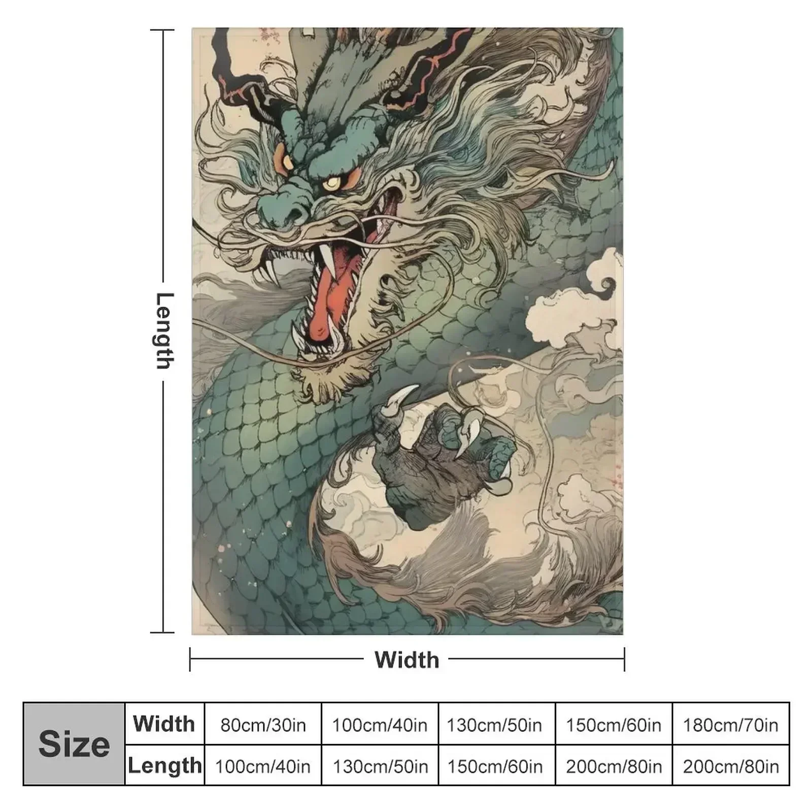 Fierce Blue Dragon Throw Blanket couch cozy soft plush fuzzy picnic outdoor blanket