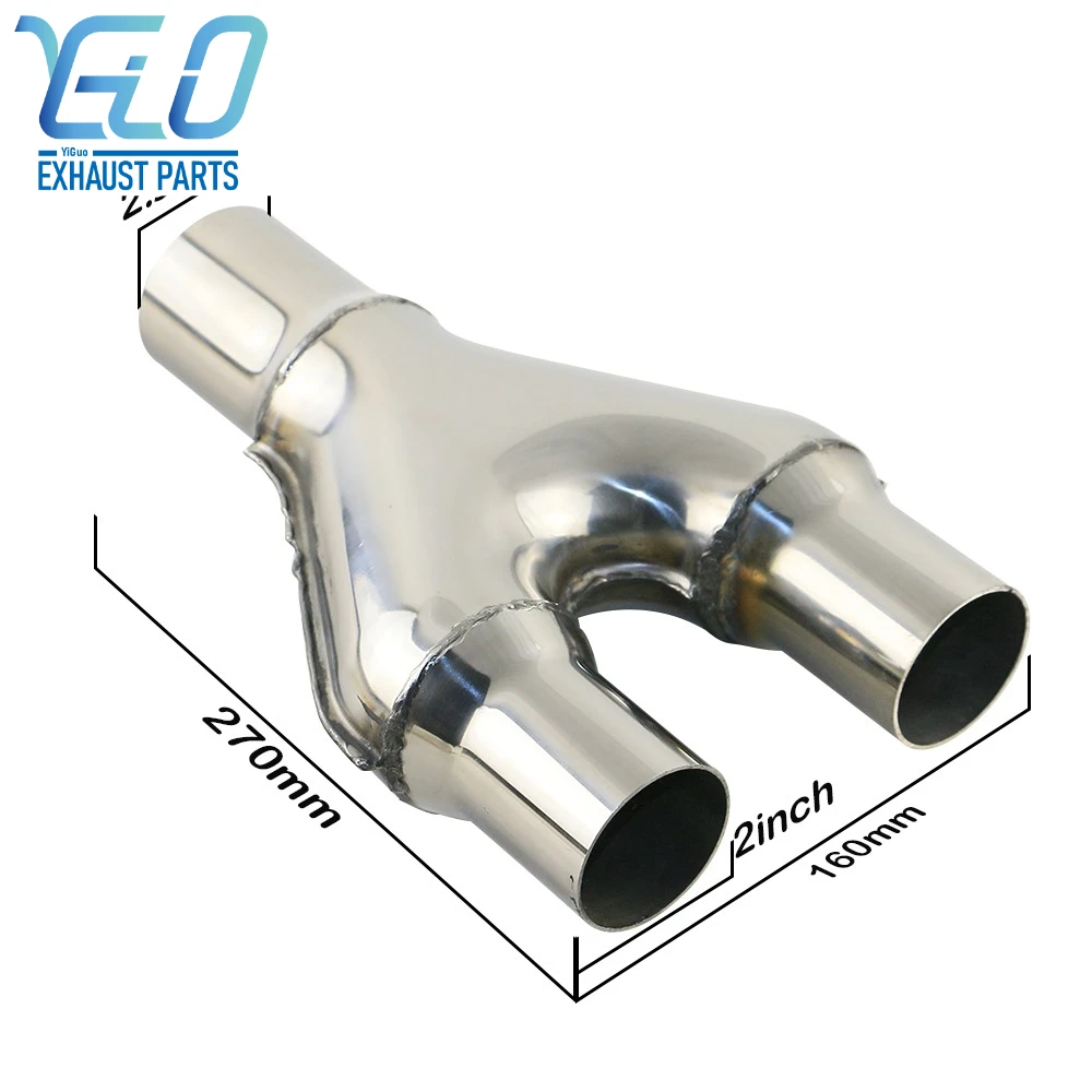 Universal Car Exhaust Y-Pipe Adapter Connector Tube Stainless Steel Exhaust 3-Way Y Type Pipe