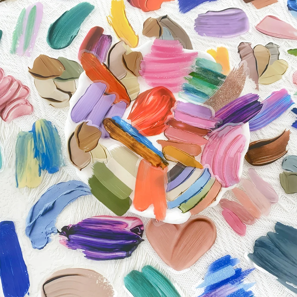 50 stuks kleurenpalet PET-stickers stickers voor laptop koffer skateboard gitaar DIY esthetische transparante stickers creatieve geschenken