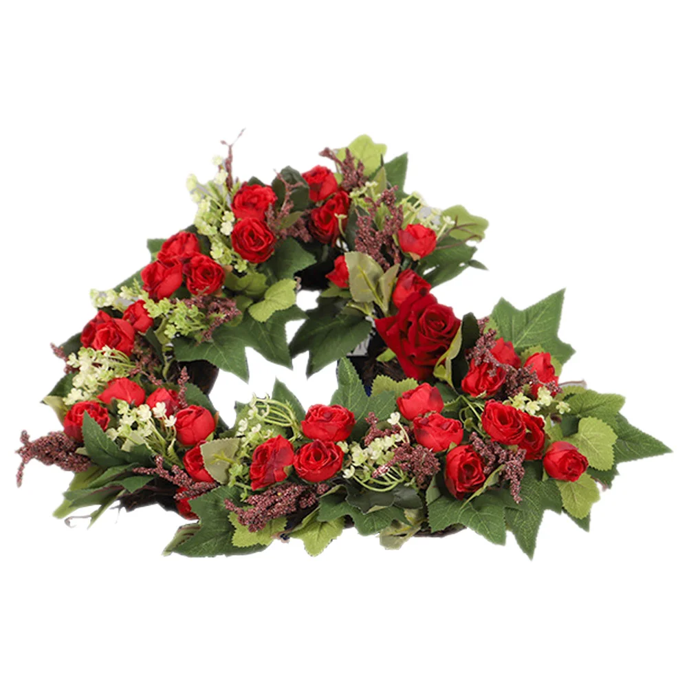 

Heart Shaped Valentines Wreath Bright Artificial Rose Flower Garland Romantic Home Decoration Hanging Ornament