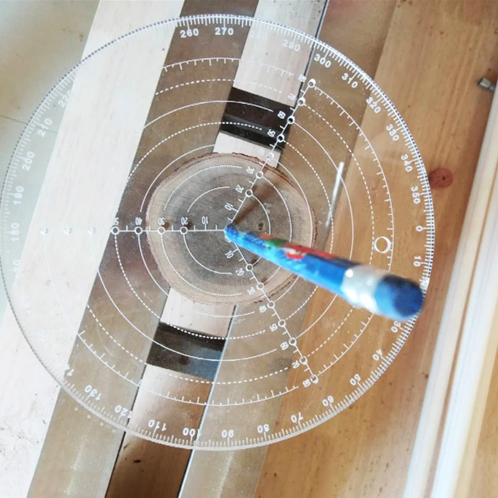 

Центроискатель Высокоточный акриловый круглый компас Деревообработка Токарная центрирующая линейка для обработки токарного станка по дереву