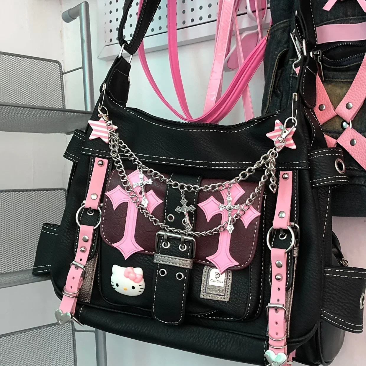 Kawaii Sanrio Hello Kitty Y2K Handbags Fashion Leather Bag Crossbody Female Crossbody Tote Message Bag Accesorios for Girl Women