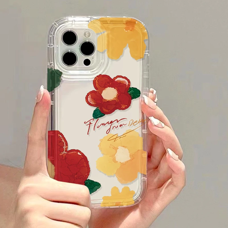 Flower Phone Case For iPhone 16 Pro Max Case iPhone 13 11 15 12 14 Pro Max X XR XS Max 6 7 8 Plus SE 2020 Shockproof Clear Cover image 3