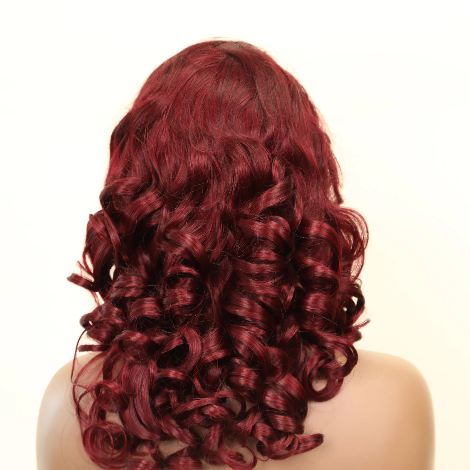 99J Romance Curl Remy Lace Front Wigs Brazilian Transparent 13x4 Lace Frontal Human Hair Wig Red Burgundy Color Loose Curly Wigs