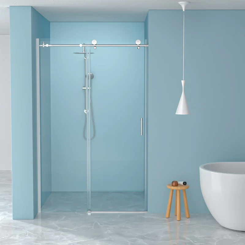 

Alixeperss Store Shower Door 48" W x 76"H Single Sliding Bypass Shower Enclosure, 5/16 in. (8mm), Chrome