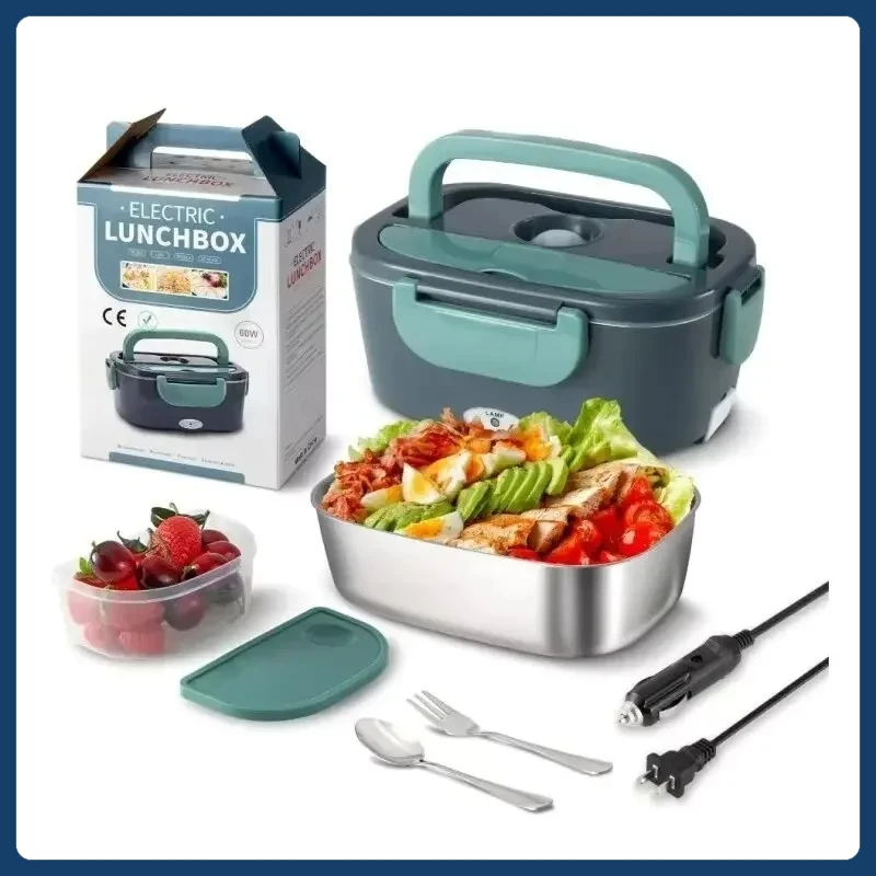 Leakproof 2 - Compartment Portable Food Warmer Electric Lunch Box, 110V/220V  Perfect for Car Home and Office