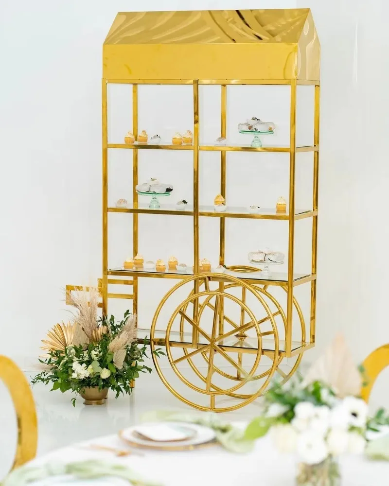 Stainless steel birthday decoration wedding cart party bar car candy