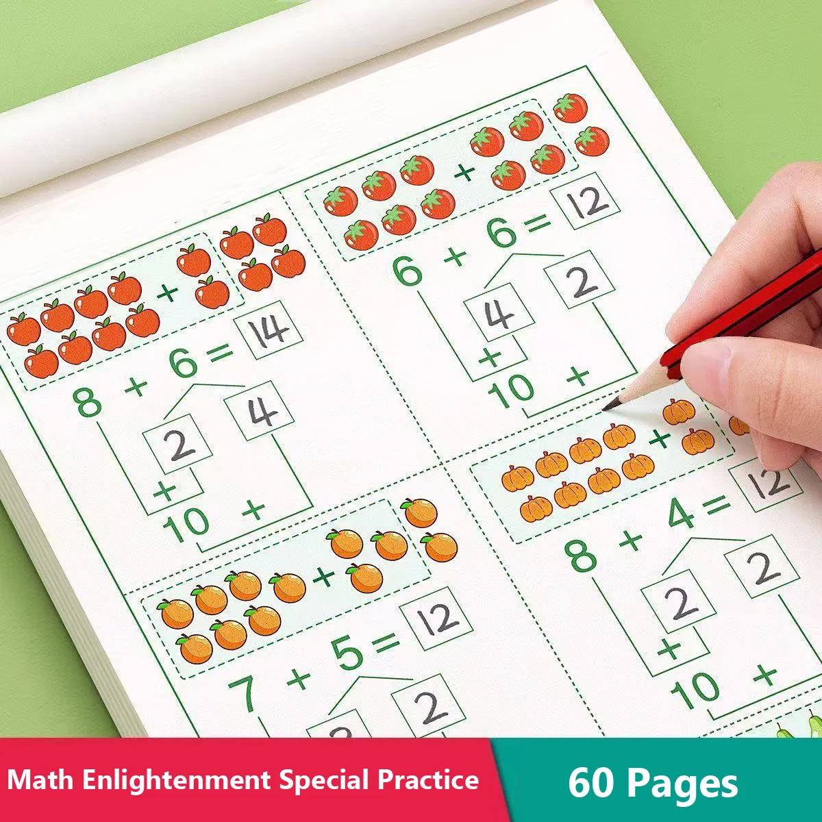 60-seitiges Übungsbuch für Addition und Subtraktion, Mathematik-Arbeitsbuch für Vorschule und Kindergarten zur Zahlenzerlegung und Addition – Detail 1