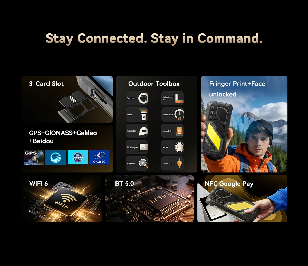 Blackview OSCAL PILOT 5 Rugged Smartphone 5G AI 6.67" 120Hz Display UNISOC T8100 CPU 8GB 256GB 15000Amh 5W Speaker NFC CellPhone