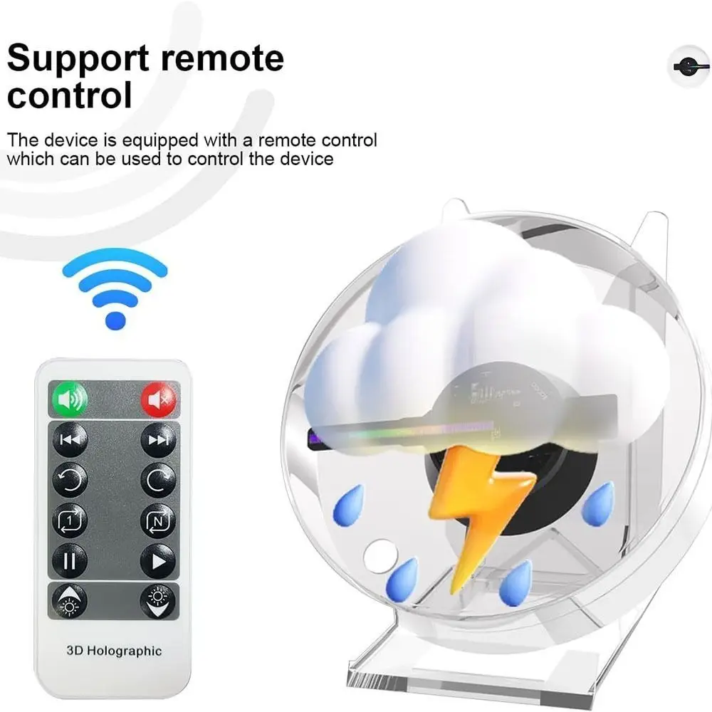 Diameter 12CM 3D Holographic Fan Mini with Remote Control 3D Hologram Projector Music Player Function SD Card Support
