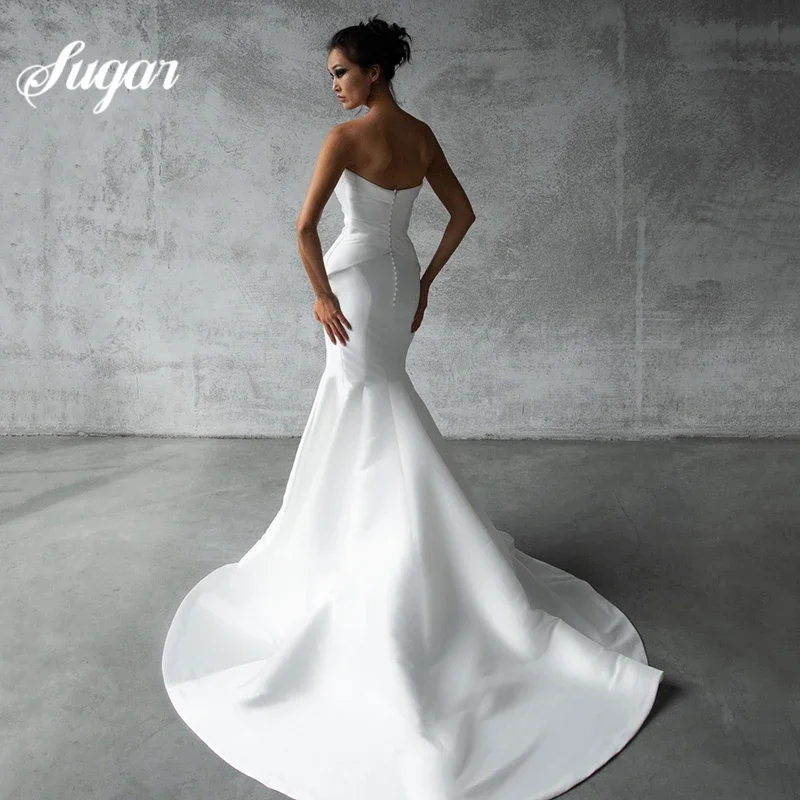 White Mermaid Off Shoulder Wedding Dresses Sweetheart Sweep Train Backless Bridal Dress Evening Wedding Prom Gowns Customized