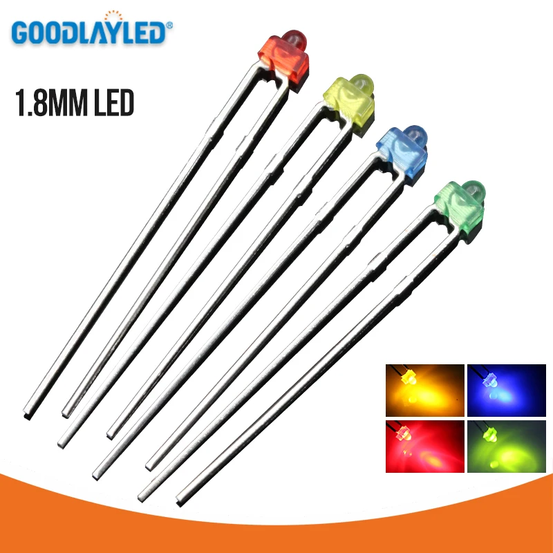 1000PCS 1.8MM Round Red Green Yellow BLUE Colloid With Colored Indicator Beads DIP LED LONG Feet