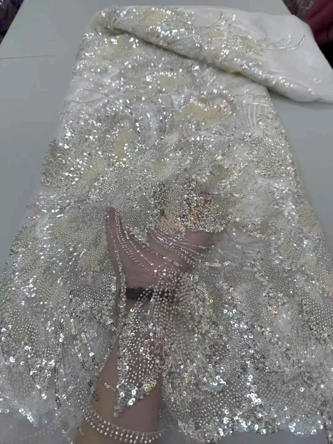 2025 Latest Austria Elegant Best Quality Luxurious Beaded Tube Lace With Stones fabric For Party Evening Dresses