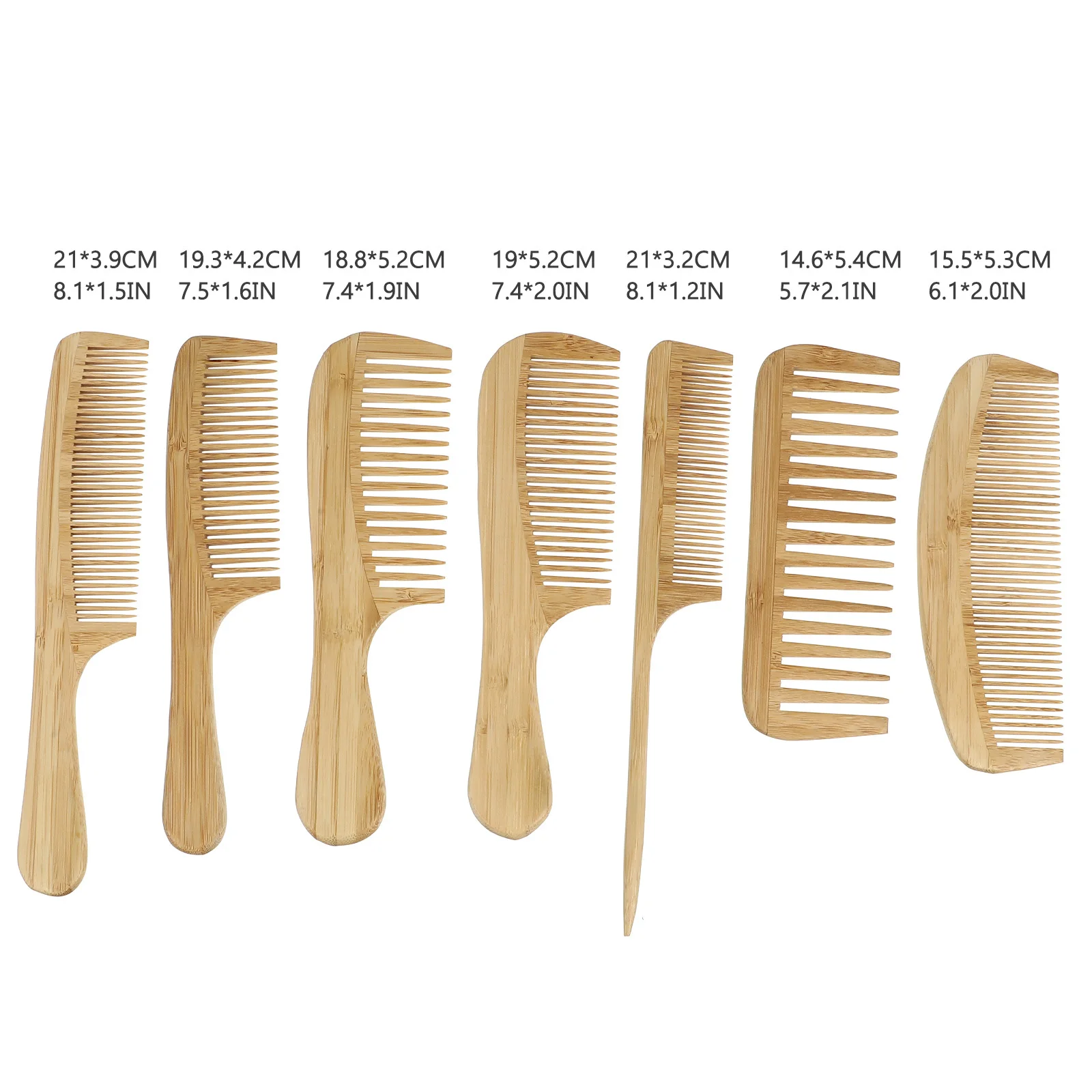 7Pcs Bamboo Hair Brush Set Compact Wooden Comb for Wet Dry Curly Thick Hair Salon Home Use Ideal for Travel Daily Styling Unisex