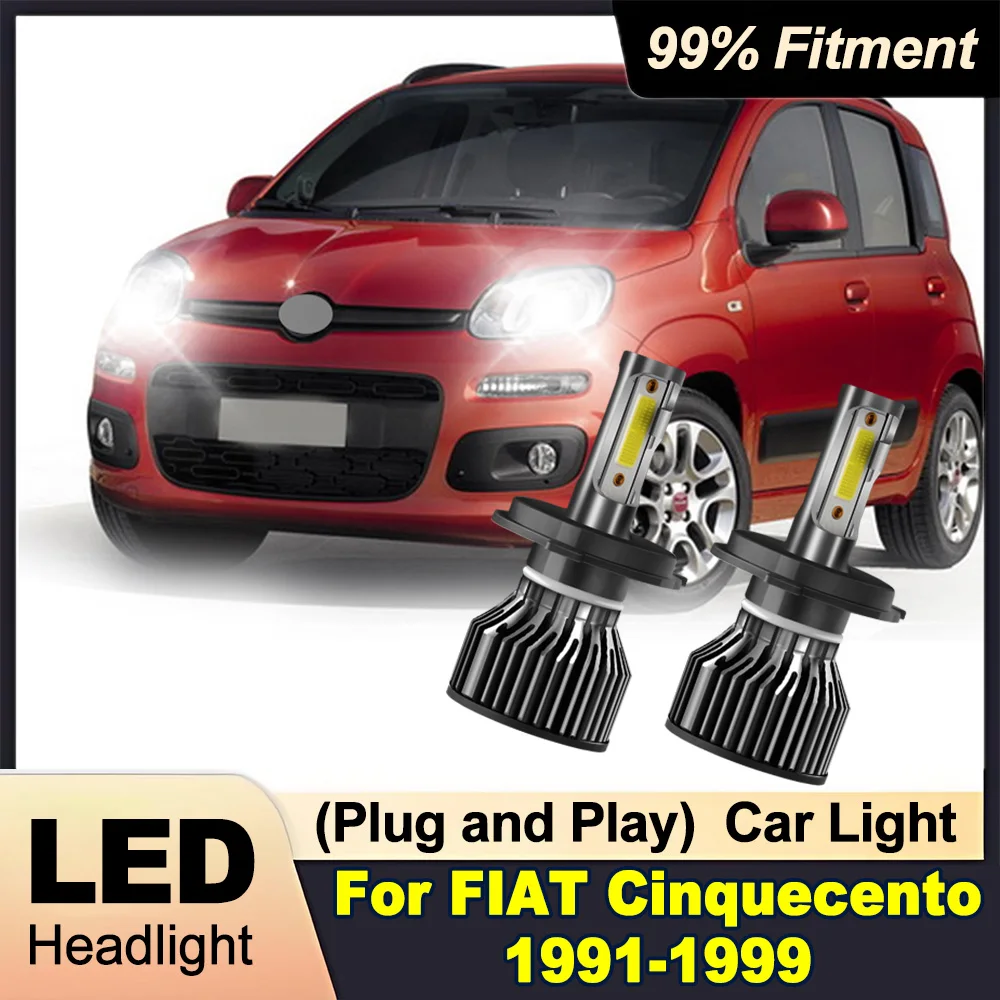 

2PCS Car LED Headlight 6000K White H4 High Low Beam Headlamp 30000LM 300W For FIAT CINQUECENTO 1991-1999 Plug and Play Car Light