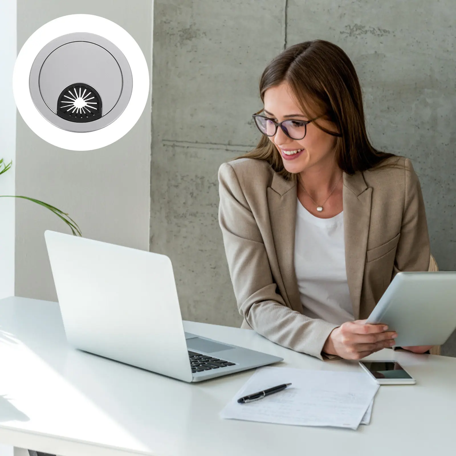 10pcs Desk Cable Grommet Wire Hole Covers Computer Table Outlet Port ganizer ABS Plastic Easy Installation Tidy Cords