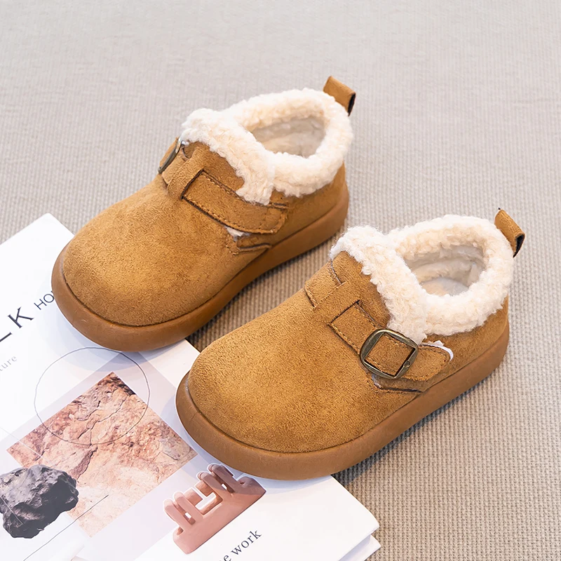 

2025 Winter New Children's Shoes Casual Flat Shoes for Girls Fashion Comfortable Warm and Plush Girls Cotton Shoes