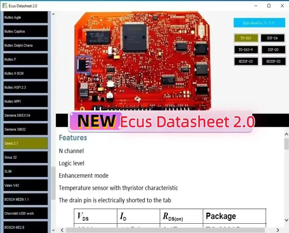 Ecus Datasheet 2.0 ECU Repair Software Esquemas PCB com componentes eletrônicos de ECUs automotivos e informações adicionais AAA