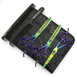 Peacock green hair scissors 6 inch professional haircut Cutting and thinning scissors Japan 440C steel