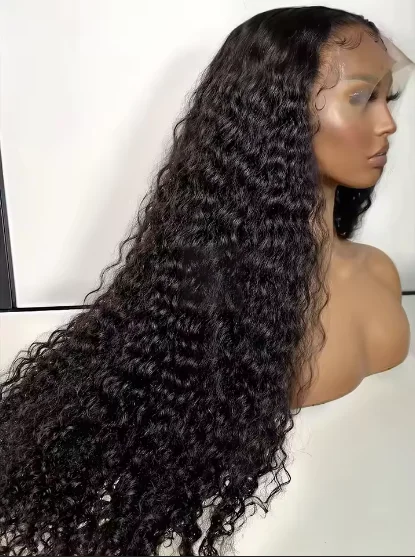 Natural Black 180Density 26Inch Long Deep Kinky Curly Soft Lace Front Wig For Women With Baby Hair Glueless Preplucked Daily