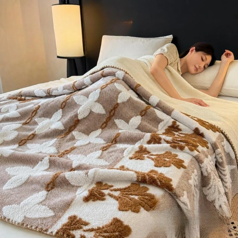 Double Sided Thick Alpaca Wool Blanket Bedroom Nap Blanket Living Room Sofa Shawl Blanket Anti-static Soft Skin-friendly