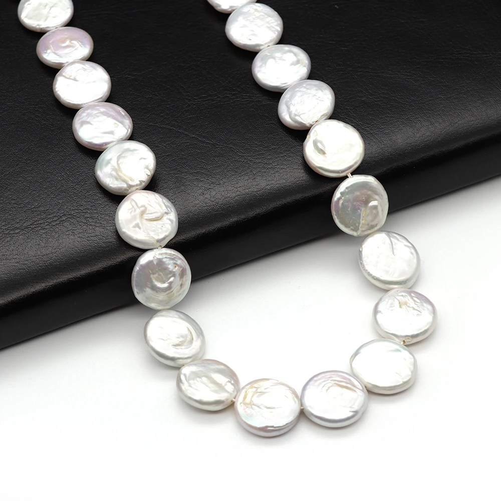 2-4 Pcs Natural Freshwater Pearl Button Shape Charm Fashion Ladies DIY Pearl Creative Necklace Bracelet Earring Jewelry 16-17mm