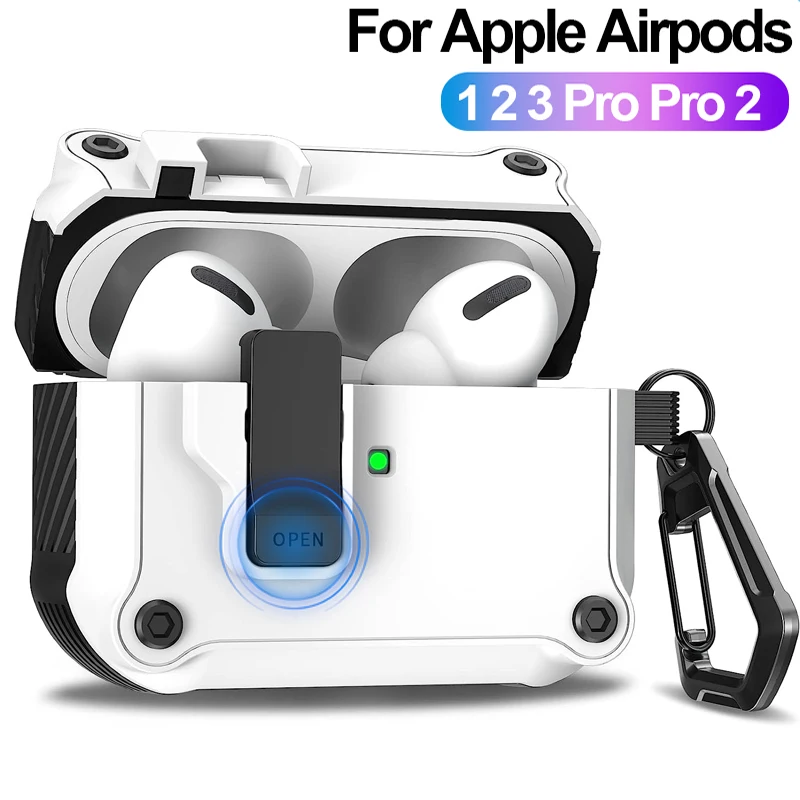 Automatic Security Lock Case for AirPods 3 2 1 Shockproof Cover Armor Shell for AirPods Pro2 Pro 2nd Gen Magnetic Cases Funda