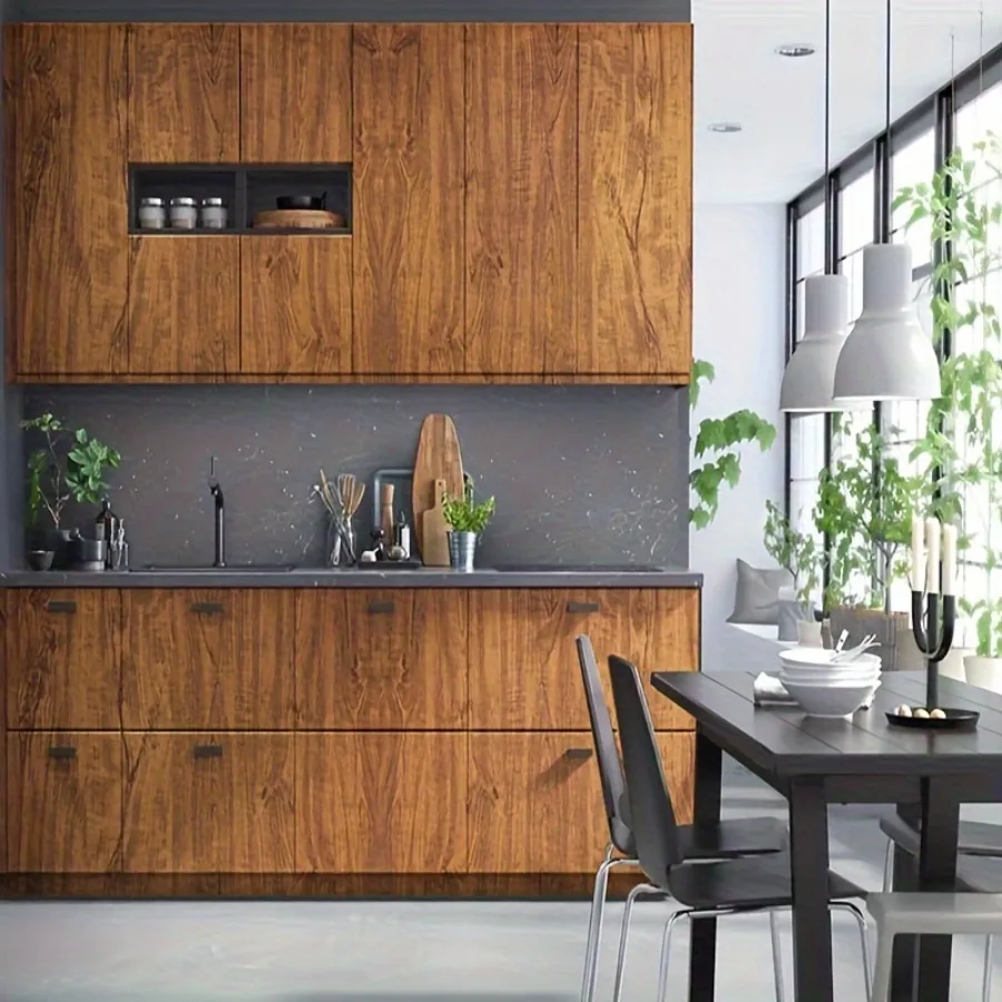Brown Wood Grain Peel and Stick Wallpaper Wood Plank Texture Waterproof Anti-Fouling Vinyl Contact Paper for Cabinets Furniture
