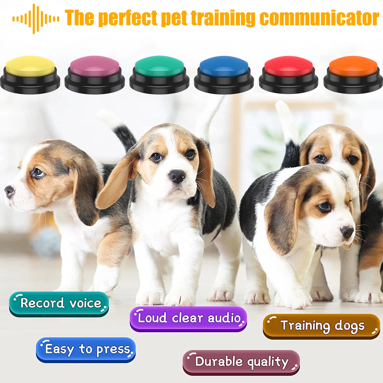 4/6Pcs Recordable Dog Training Buttons With Light Pet Interactive Dog Cat Pet Training Buzzer Talking Button Intelligence Toy