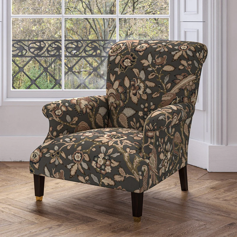 country solid wood single sofa printed sofa chair