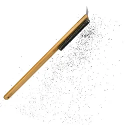 Long Handle Pizza Oven Brush Scraper Home Grill Tool Cleaning Brush Pizza Oven Brush Scraper Stainless Steel Scraper