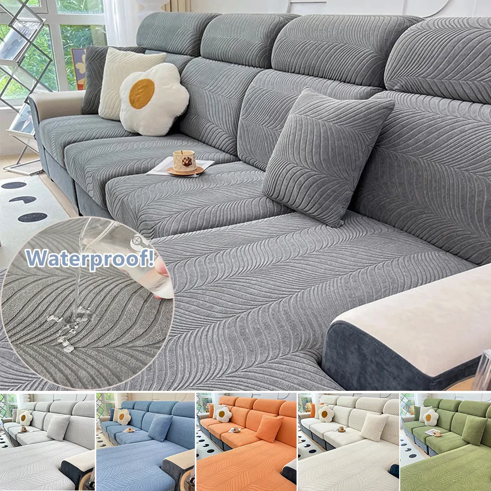 Newest Waterproof Wave Jacquard Sofa Cover, High Elasticity Anti Dirt Sofa Cushion Cover, Anti Cat Scratch Sofa Cover Washable