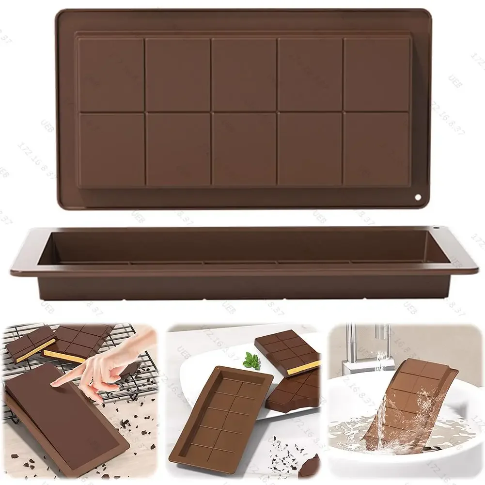 1/2PCS 10-hole Chocolate Bar Mold 3D Silicone Dubai Chocolate Mold for Stuffed Bar Silicone Molds Birthday Cake Handmade Gifts